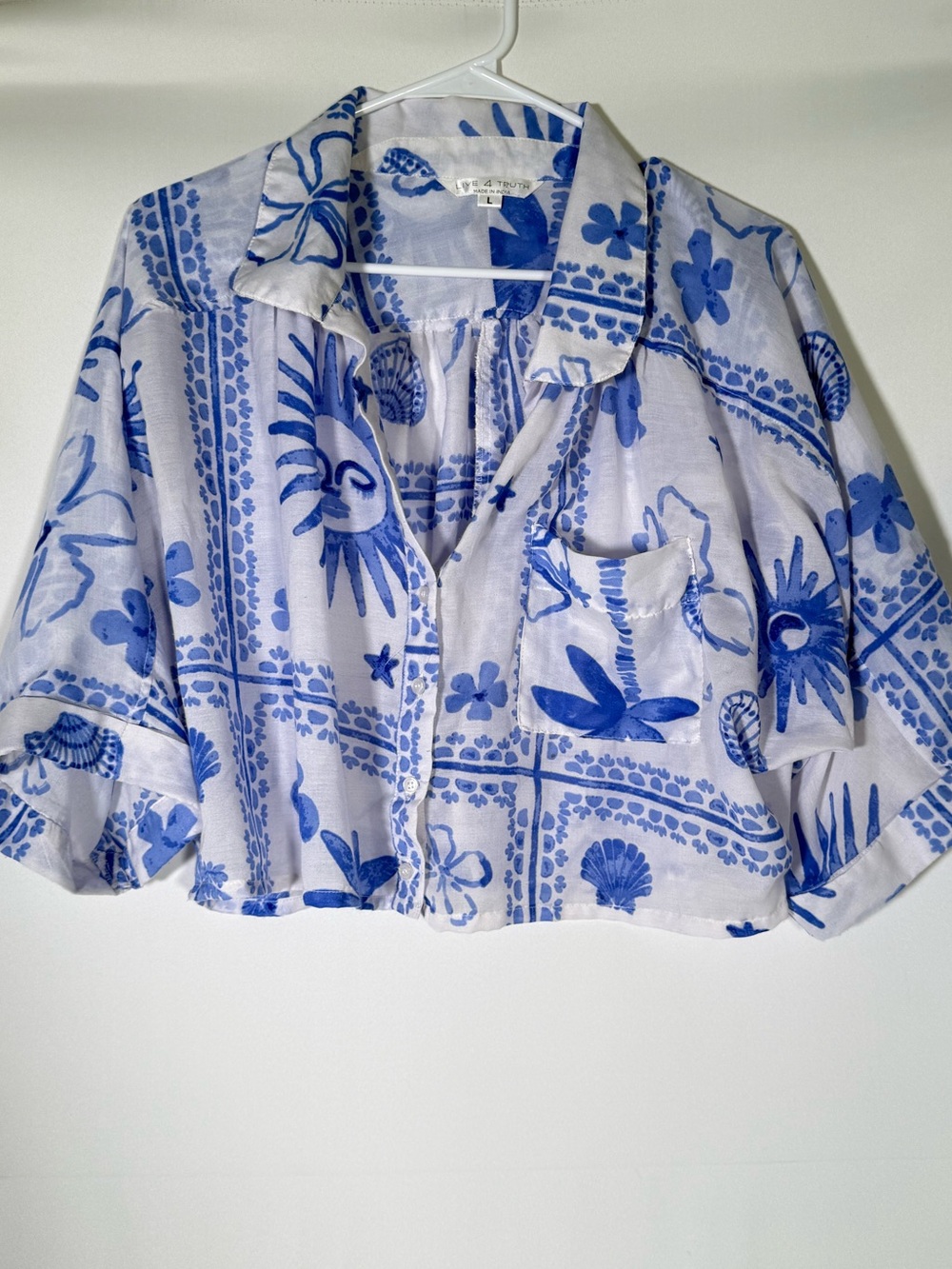 Live 4 Truth White Shirt with Blue Floral Print